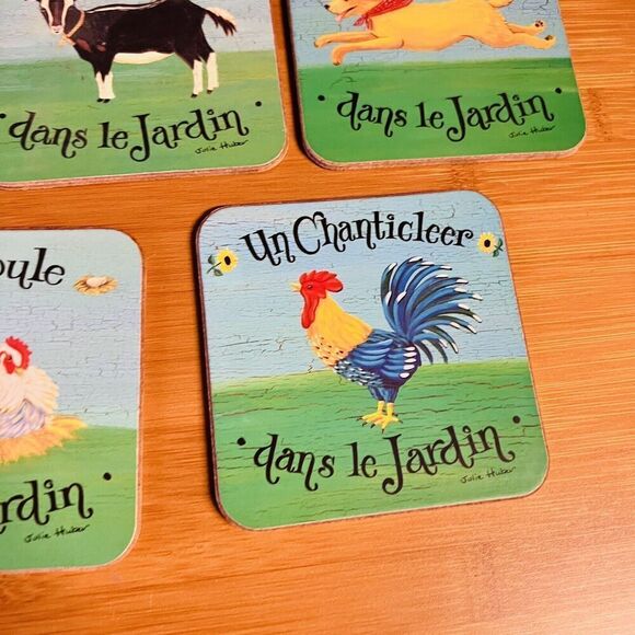 Pimpernel Dans le Jardin Collection Julie Huber Cork Coasters Set 5 Made England - Picture 5 of 8
